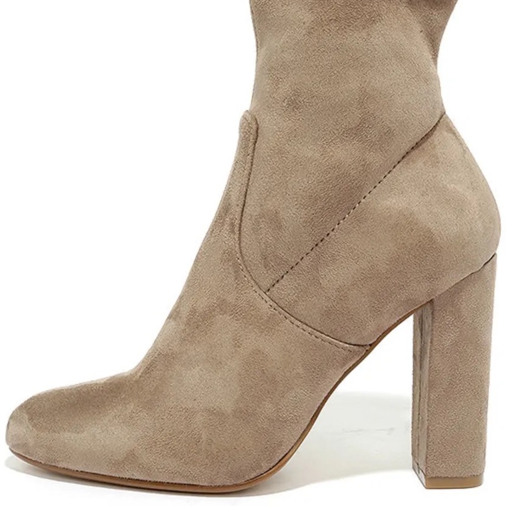 Steve Madden Edit Taupe Suede High Heel Mid-Calf